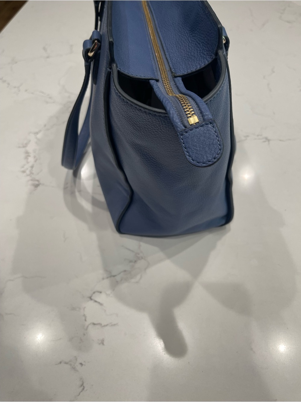 kate spade navy pebbled leather tote with gold logo - Picture 11 of 14